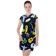 Seamless Brazilian Carnival Pattern With Musical Instruments Drawstring Hooded Dress by Vaneshart