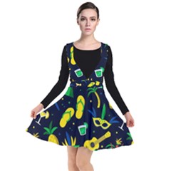 Seamless Brazilian Carnival Pattern With Musical Instruments Plunge Pinafore Dress by Vaneshart