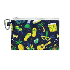 Seamless Brazilian Carnival Pattern With Musical Instruments Canvas Cosmetic Bag (medium) by Vaneshart