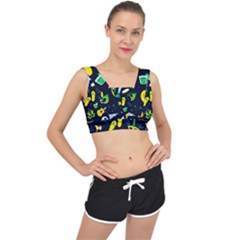 Seamless Brazilian Carnival Pattern With Musical Instruments V-back Sports Bra by Vaneshart