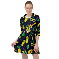 Seamless Brazilian Carnival Pattern With Musical Instruments Mini Skater Shirt Dress by Vaneshart