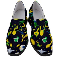 Seamless Brazilian Carnival Pattern With Musical Instruments Women s Chunky Heel Loafers by Vaneshart