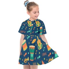 Brazil Musical Instruments Seamless Carnival Pattern Kids  Sailor Dress by Vaneshart