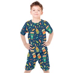 Brazil Musical Instruments Seamless Carnival Pattern Kids  Tee And Shorts Set by Vaneshart