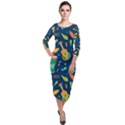 Brazil Musical Instruments Seamless Carnival Pattern Quarter Sleeve Midi Velour Bodycon Dress View1