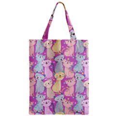 Colorful Cute Cat Seamless Pattern Purple Background Zipper Classic Tote Bag