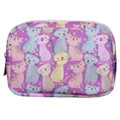 Colorful Cute Cat Seamless Pattern Purple Background Make Up Pouch (small) by Vaneshart