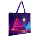 Egyptian Pyramids Night Landscape Cartoon Zipper Large Tote Bag View2