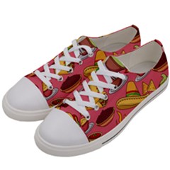 Seamless Pattern Mexican Food Hat Traditional Women s Low Top Canvas Sneakers by Vaneshart