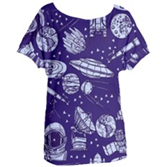 Space Sketch Seamless Pattern Women s Oversized Tee by Vaneshart