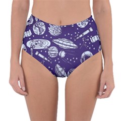 Space Sketch Seamless Pattern Reversible High-waist Bikini Bottoms by Vaneshart