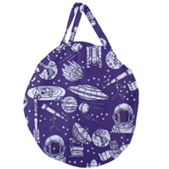Space Sketch Seamless Pattern Giant Round Zipper Tote by Vaneshart