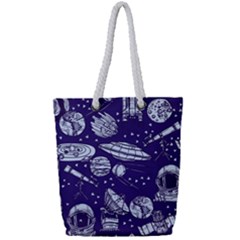 Space Sketch Seamless Pattern Full Print Rope Handle Tote (small) by Vaneshart