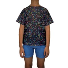 Seamless Pattern With Love Symbols Kids  Short Sleeve Swimwear