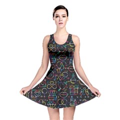 Seamless Pattern With Love Symbols Reversible Skater Dress