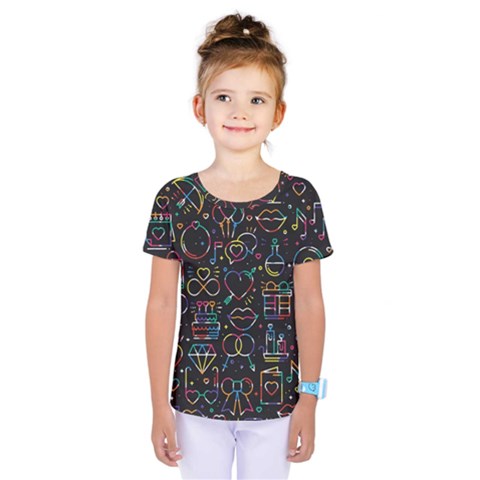 Seamless Pattern With Love Symbols Kids  One Piece Tee by Vaneshart