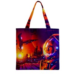 Far Future Human Colonization Zipper Grocery Tote Bag by Vaneshart