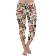 Music Retro Seamless Pattern Capri Winter Leggings 