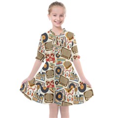 Music Retro Seamless Pattern Kids  All Frills Chiffon Dress by Vaneshart