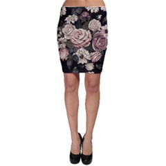 Elegant Seamless Pattern Blush Toned Rustic Flowers Bodycon Skirt