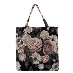 Elegant Seamless Pattern Blush Toned Rustic Flowers Grocery Tote Bag