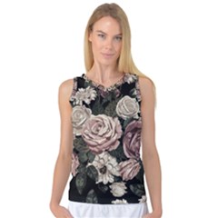 Elegant Seamless Pattern Blush Toned Rustic Flowers Women s Basketball Tank Top