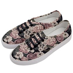 Elegant Seamless Pattern Blush Toned Rustic Flowers Women s Classic Low Top Sneakers