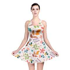 Colorful Ditsy Floral Print Background Reversible Skater Dress