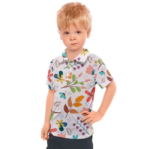 Colorful Ditsy Floral Print Background Kids  Polo Tee by Vaneshart