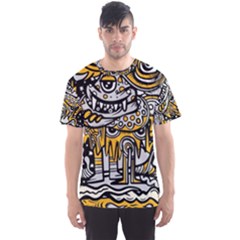 Crazy Abstract Doodle Social Doodle Drawing Style Men s Sports Mesh Tee