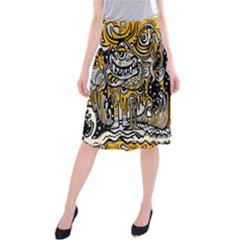 Crazy Abstract Doodle Social Doodle Drawing Style Midi Beach Skirt by Vaneshart