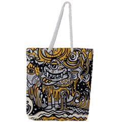 Crazy Abstract Doodle Social Doodle Drawing Style Full Print Rope Handle Tote (large) by Vaneshart
