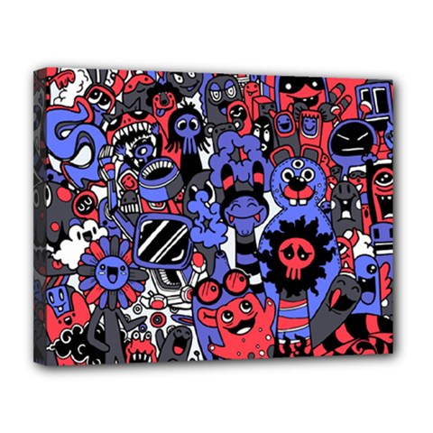 Cute Halloween Monsters Set Background Canvas 14  X 11  (stretched) by Vaneshart