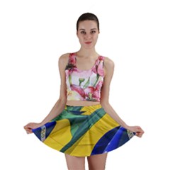 Brazil Flags Waving Background Mini Skirt by dflcprintsclothing