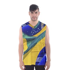 Brazil Flags Waving Background Men s Basketball Tank Top by dflcprintsclothing