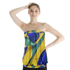 Brazil Flags Waving Background Strapless Top by dflcprintsclothing