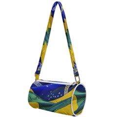 Brazil Flags Waving Background Mini Cylinder Bag by dflcprintsclothing
