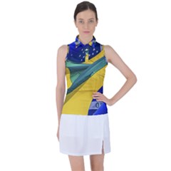 Brazil Flags Waving Background Women s Sleeveless Polo Tee by dflcprintsclothing