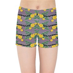 Plumeria And Frangipani Temple Flowers Ornate Kids  Sports Shorts by pepitasart