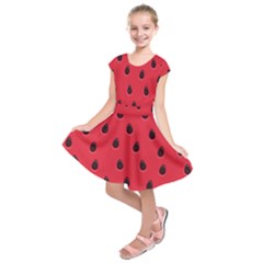 Seamless Watermelon Surface Texture Kids  Short Sleeve Dress by Vaneshart