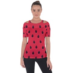 Seamless Watermelon Surface Texture Shoulder Cut Out Short Sleeve Top by Vaneshart