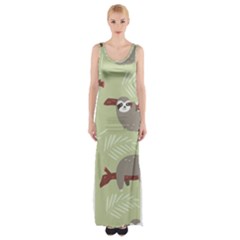 Sloths Pattern Design Thigh Split Maxi Dress by Vaneshart