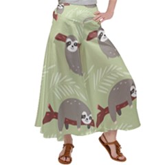 Sloths Pattern Design Satin Palazzo Pants