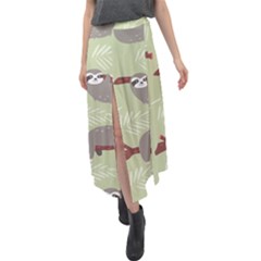 Sloths Pattern Design Velour Split Maxi Skirt by Vaneshart