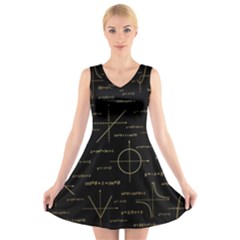 Abstract Math Pattern V-neck Sleeveless Dress