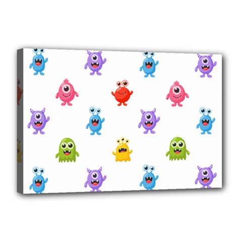 Seamless Pattern Cute Funny Monster Cartoon Isolated White Background Canvas 18  X 12  (stretched) by Vaneshart