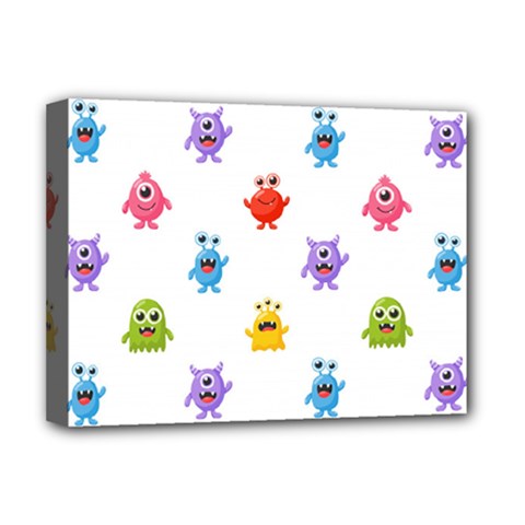 Seamless Pattern Cute Funny Monster Cartoon Isolated White Background Deluxe Canvas 16  X 12  (stretched)  by Vaneshart