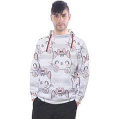 Cat With Bow Pattern Men s Pullover Hoodie by Vaneshart