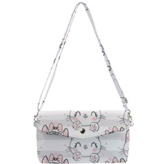 Cat With Bow Pattern Removable Strap Clutch Bag by Vaneshart