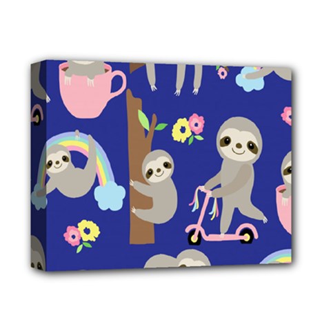 Hand Drawn Cute Sloth Pattern Background Deluxe Canvas 14  X 11  (stretched) by Vaneshart